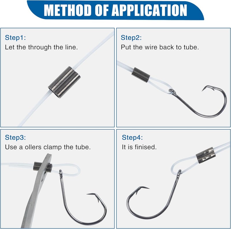 VATEICO 100PCS Double Copper Barrel Crimp Sleeves,Barrel Copper Sleeves Wire Rope Fishing Crimp Sleeves Fishing Line Tube Connector Mono Leader Crimps - Image 5